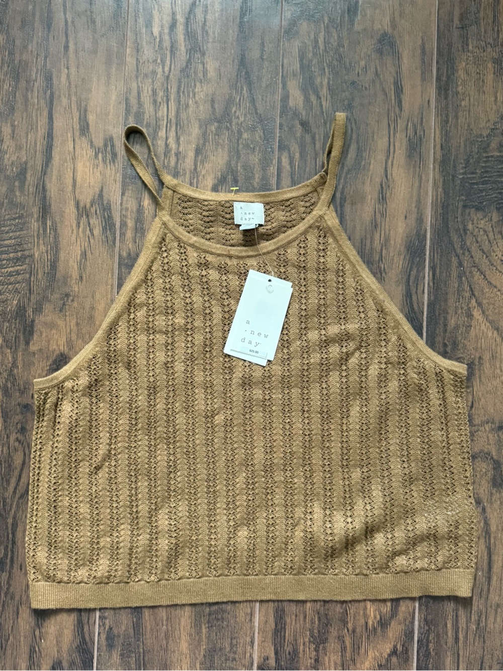 A New Day XS Tan Pointelle Tank Sweater